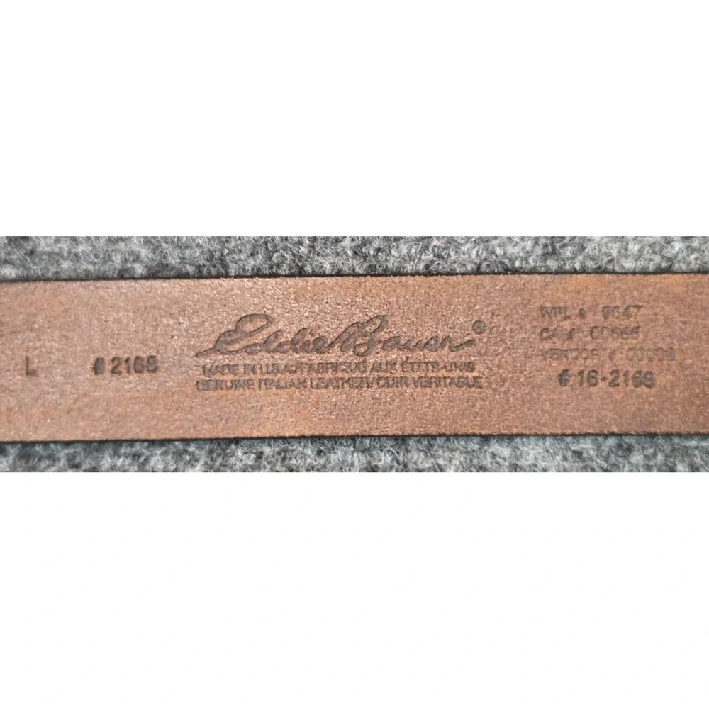 Eddie Bauer Italian Leather Belt Mens Large Brown Brass Buckle